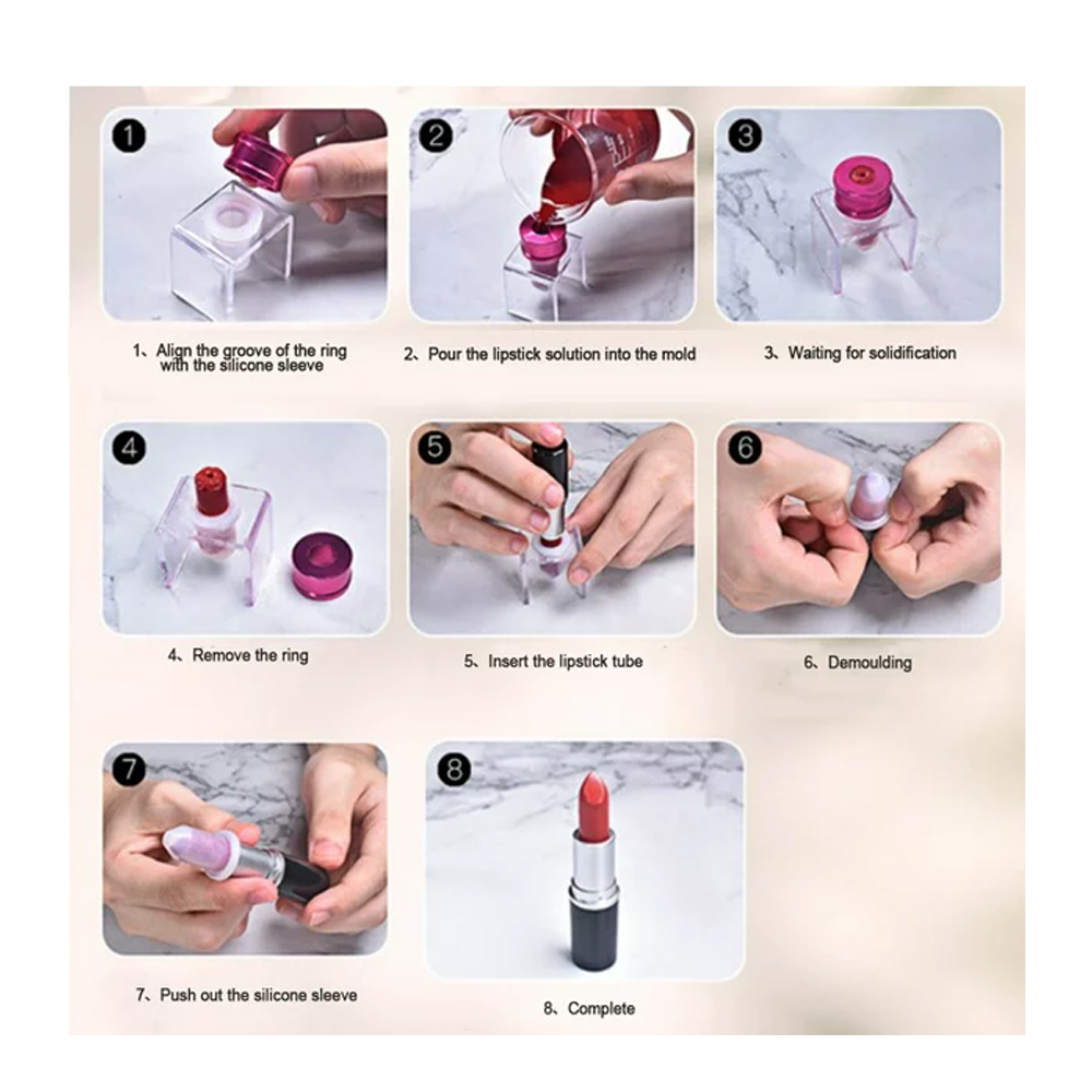 Herramientas de manualidades de bricolaje de ring de aluminio de molde de lápiz labial de silicona