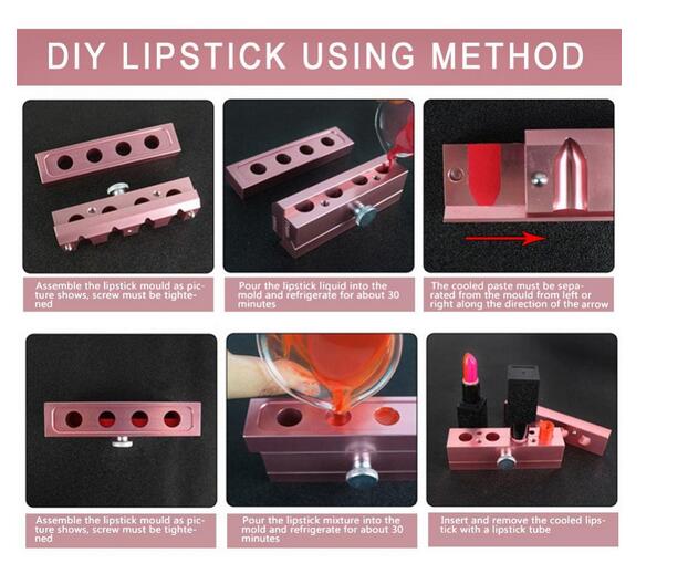  Mold de lápiz labial Aleación de aluminio Bálsamo labial Bálsate Rose Gold Dual Usos Usar la herramienta de moldeo de bálsamo de labios Diy Lipstick Maker Mold 